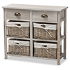 Baxton Studio Vella Modern and Contemporary Grey Finished Wood 2-Drawer Storage Unit With Baskets